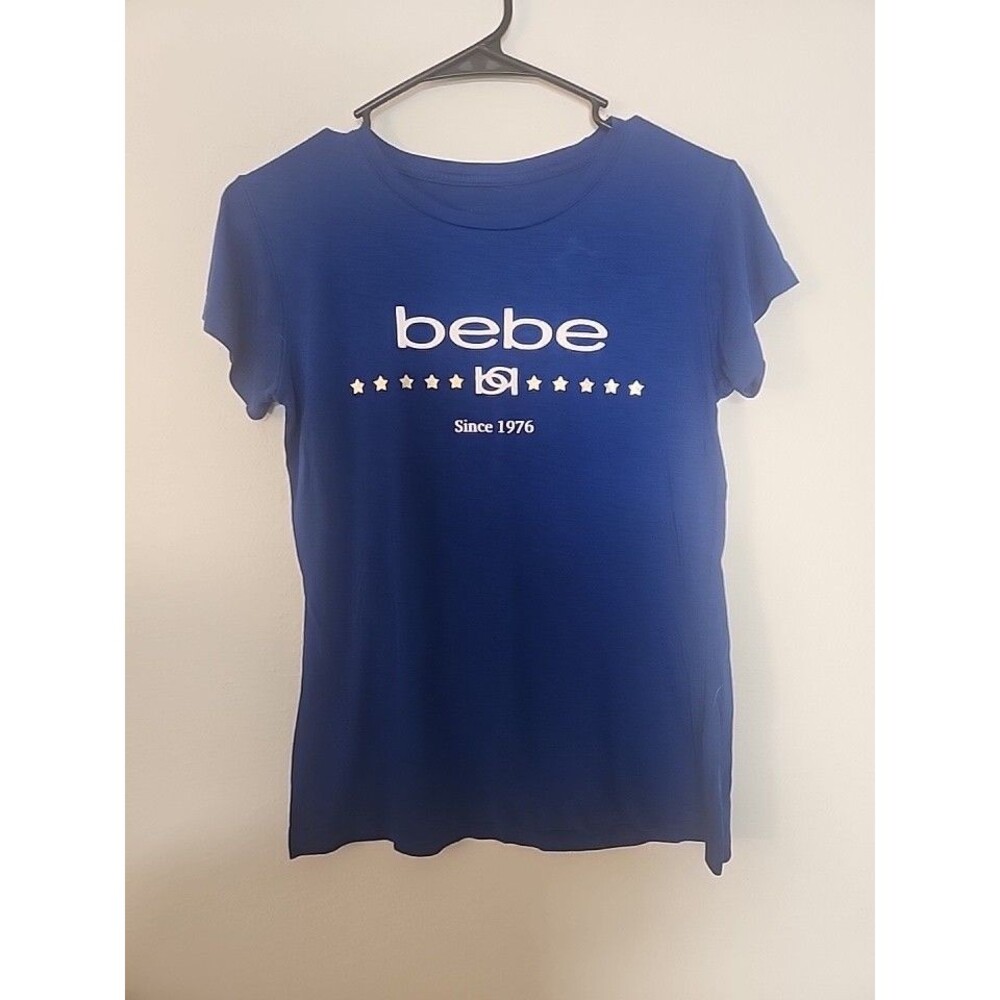 Women's Bebe Size Small Royal Blue Soft logo Tee shirt